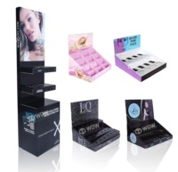 Présentoir de mascara au détail en magasin Présentoir de cosmétiques de rouge à lèvres de publicité ondulé de carton de point de vente