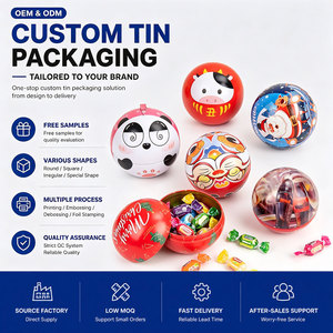 Boîte en étain personnalisée en forme de boule de Noël, boîte ronde en métal pour bonbons de Noël, boîte en étain en forme de boule personnalisable pour bonbons - Product Image 1