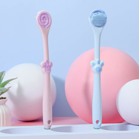 Nettoyeur de langue en silicone en forme de patte de chat, à poils doux, pour adultes et enfants, outil d'hygiène buccale portable pour une haleine fraîche