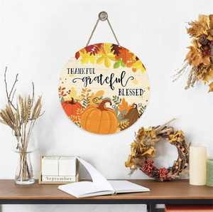 ของตกแต่งประตูไม้รูปฟักทองสำหรับฤดูใบไม้ร่วงและวันขอบคุณพระเจ้า ขายดี ของตกแต่งแขวนประตูสำหรับวันฮาโลวีน - Product Image 1