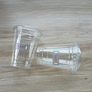 Groothandel Van Hoge Kwaliteit 300Ml 400Ml 500Ml Aangepaste Logo Bedrukt Verschillende Vormen Huisdier Doorzichtige Plastic Beker Met Bijpassende Sipper Deksel