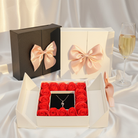Roses éternelles au toucher réel, fleurs dans une boîte, fleurs en mousse, fleurs éternelles, sac de fleurs, savon, boîte noire, 5 à 7 jours, couleur unie