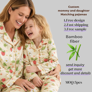 Set Piyama Bambu Ibu & Anak Gaya Lucu Modis Trendi Terbaru, Set Piyama Bambu Lengan Pendek untuk Anak Perempuan - Product Image 1