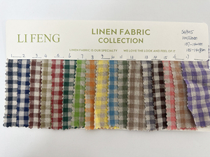 Tessuto lavorato a maglia a quadri tessuto in fibra naturale pura lino di bella qualità tessuto dolcemente PlaidColor - Product Image 2
