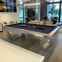 Table de billard Table de billard intérieure de 8 pieds de type standard avec pieds en bois noir et pieds en acrylique en verre transparent