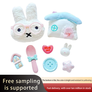 จี้เรซิ่นรูปแบนลาย<span class=keywords><strong>การ์ตูน</strong></span> กระต่ายน้อยน่ารัก <span class=keywords><strong>บ้าน</strong></span>หลังเล็ก ช้อน ของตกแต่งรองเท้า DIY - Product Image 3