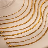 Étanche PVD 18K Plaqué Or En Acier Inoxydable Plat Serpent Corde Twist Box Chaînes Ras Du Cou Chaîne Colliers pour La Fabrication De Bijoux