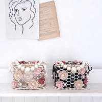 Sac de soirée de luxe pour femme, fait main, style créateur, orné de strass, fleurs, perles, sac fourre-tout tendance, chaînes, diamants