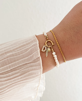 Bracelet à breloques en acier inoxydable avec perles d'eau douce et fermoir à ressort, breloques personnalisables DIY pour femmes