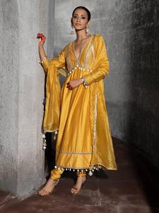Traditional Indian Designer Ethnic <b>Wardrobe</b> Kurtis Pant With Dupatta Set Latest Collection <b>Mirror</b> Work for Womens and Girls - Product Image 6