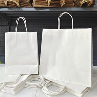 Sac en papier kraft avec poignées fond carré marron réutilisable pour le café emballage de restauration rapide en gros