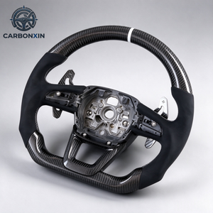 Volante Deportivo Personalizado de 4 Brazos en Fibra de Carbono y Cuero para Audi A1 A3 A4 A5 A6 A7 RS R8 RS3 C7 Q5 Q7 S3 S5 8V B8 B9 S4 - Product Image 4