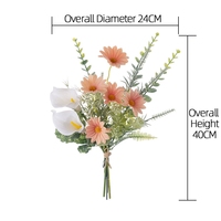 Bouquet artificiel de lys calla et de gerbera avec verdure, arrangement de fleurs artificielles pour la décoration de la maison, 40 cm