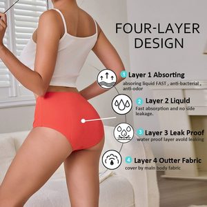 กางเกงว่ายน้ำไซส์ใหญ่พิเศษ 8 สี ไซส์ 4XL เอวสูง - ไร้รอยต่อ <span class=keywords><strong>4</strong></span> ชั้น ซึมซับได้ดี กันน้ำ ป้องกันการรั่วซึม สำหรับใส่ช่วงมีประจำเดือน - Product Image 4