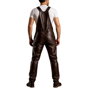 JNA GROUP <b>Men's</b> Brown Leather CE Certified Waterproof Work Coverall Abrasion Resistant Quilted Design <b>Overalls</b> - Product Image 2