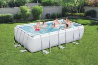 Bestway 56442 Rechteckiger Familien pool Metall Oberirdisches Pool-Set Schwimmbäder mit Kunststoff rahmen für Erwachsene 4,04 m x 2,01 m x 1,00 m