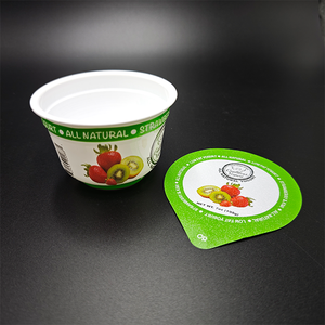 Vaso de Plástico Desechable de 200 ml/200 g para Yogur de <span class=keywords><strong>Fresa</strong></span> y Kiwi <span class=keywords><strong>con</strong></span> Sello de Aluminio - Product Image 1