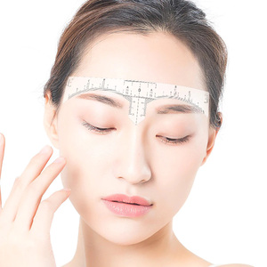 Popu trong suốt dùng một lần Stencil microblading trang điểm vĩnh viễn công cụ đo lường thiết lập Brow Lập Bản Đồ dán lông mày Cai Trị Sticker