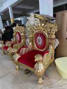 <span class=keywords><strong>Chaise</strong></span> d'hôtel de style européen, en chêne sculpté antique français, avec rembourrage en éponge, housse amovible et lavable, personnalisable, siège king size - Product Image 6