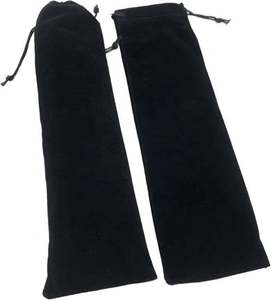 Funda Protectora Plegable de Tela Ecológica para Abanico de Mano Grande de 13 Pulgadas, de Terciopelo Negro Reflectante con Cordón, Ideal para Recuerdos de Boda - Product Image 3