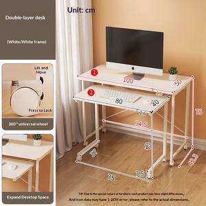 โต๊ะทำงานรูปตัวแอลคุณภาพสูง สีน้ำตาลสไตล์คันทรี สำหรับใช้ในบ้าน ห้องอ่านหนังสือ โต๊ะคอมพิวเตอร์สำหรับเด็ก โต๊ะทำงานสำนักงาน - Product Image 2