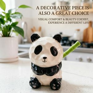 Salero de Cerámica con Tapa y Cuchara, Diseño de <span class=keywords><strong>Panda</strong></span>, para Sal y Especias, Gran Capacidad, para Encimera - Product Image 2