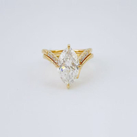 Ensemble de deux bagues vintage en diamant de laboratoire taille marquise, plaqué or jaune 18 carats, pour mariée, fiançailles, mariage, pour femme, haute joaillerie