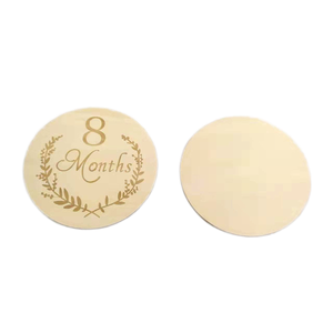 Support en bois de peuplier pour photos, gravé d'un côté, avec des mots d'art populaire écologiques, pour les étapes mensuelles du nouveau-né, 13 pièces - Product Image 2