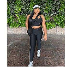 Set Yoga di Lusso per Donne, <span class=keywords><strong>Abbigliamento</strong></span> <span class=keywords><strong>Sportivo</strong></span> Personalizzato con Logo, Completo Due Pezzi <span class=keywords><strong>Casual</strong></span> Estivo con Pantaloni e Maglia a Maniche Corte - Product Image 5