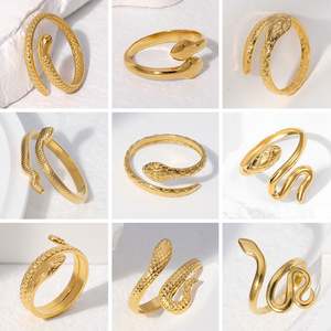Nuevo Anillo Ajustable de Acero Inoxidable con Diseño de Serpiente de la Serie Animal para Mujer - Product Image 5