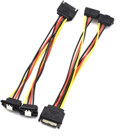 Cable adaptador divisor de corriente SATA de 15 Pines, macho a hembra Dual, ángulo de 90 grados con pestillo de bloqueo, Cable de extensión de potencia