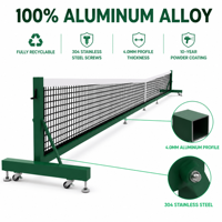 Poteau de filet de tennis mobile en alliage d'aluminium 100 % recyclable, système de filet de tennis portable pour terrain multisports extérieur
