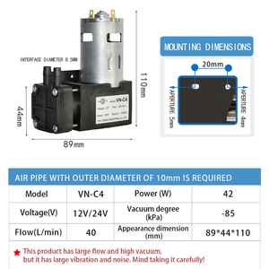 <span class=keywords><strong>Micro</strong></span> Pompa a Vuoto a Diaframma 12/24V / Mini Pompa d'Aria a Diaframma Compressore d'Aria Portatile per Uso in Laboratori Medici ed Estetici - Product Image 2