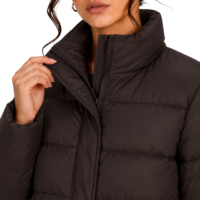 Doudoune courte matelassée pour femme, col montant, fermeture éclair, manches longues, manteau d'hiver chaud, vente en gros de vêtements d'extérieur