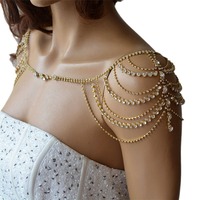 Chaîne de corps sexy LIVE4U, best-seller, en laiton, chaîne de dos, luxe, multi-couches, strass, pompon, épaule, fête
