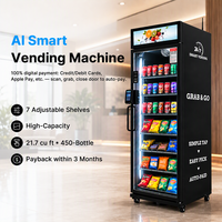 Nouvelle machine distributrice intelligente IA de boissons et de collations, 21,7 pieds cubes, avec lecteur de carte de crédit et refroidisseur IA