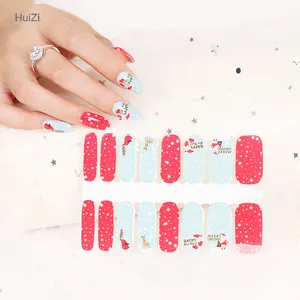 Huizi заводской поставщик, пользовательские обертки для ногтей, 16 полосок, красочные многоцветные блестящие наклейки для ногтей с металлическим узором