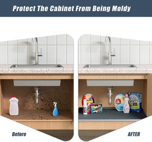 Customizable <b>Sink</b> Mat Waterproof Eco-Friendly 34x22in Silicone Kitchen Bathroom Cabinet <b>Liner</b> Protector Drip Tray Easy Drainage - Product Image 3