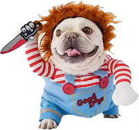 Costume d'Halloween amusant pour chien, motif poupée Chucky avec couteau, en polyester, vêtements modernes et durables, collection hiver, vente chaude
