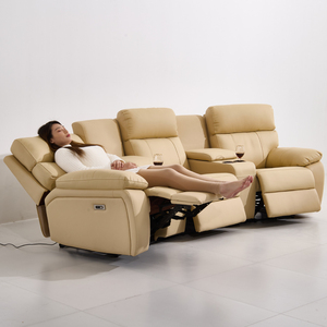 Ensemble de canapés inclinables électriques multifonctionnels de luxe en cuir italien sur mesure avec structure en bois extensible pour <span class=keywords><strong>home</strong></span> cinéma et salon - Product Image 1