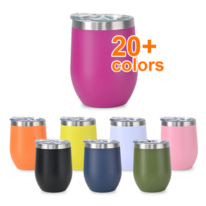 Biểu Tượng Tùy Chỉnh Đầy Màu Sắc 12Oz Bột Tráng Cốc Cà Phê Đôi Tường Cách Điện Thép Không Gỉ Rượu Vang Cốc Với Nắp - Product Image 2