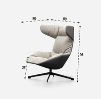 Chaise longue design en cuir moderne pour chambre d'hôtel, fauteuil de bureau une place, mobilier de salon, facile à nettoyer, fabriqué en Chine