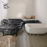 Baignoire autoportante en granit massif de style européen BLVE, baignoire vintage en pierre naturelle pour adultes, baignoire en marbre