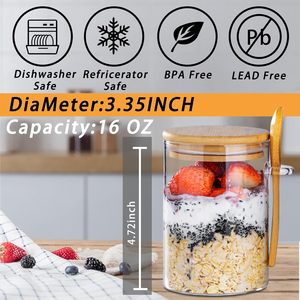 1000ml 1200ml 1500ml Square Shape Glass Spice Food Storage <b>Container</b> Jar with Bamboo Lid and Wooden Spoon for Food Storage - Product Image 4