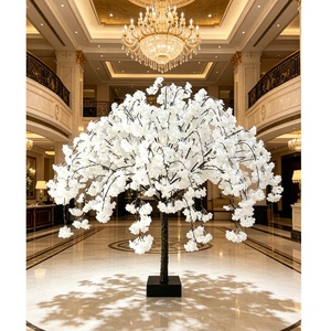 Árbol de Cerezo Artificial <span class=keywords><strong>con</strong></span> Luces LED, Decoración Alta para Exteriores, Centro de Mesa Rojo, Maceta Blanca - Product Image 1