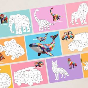 <b>Creative</b> Amazing Designs Animals Dinosaurs Traffic Vegetable and Fruit Ocean Creatures Kids Geometric 3D Sticker by Number - Product Image 4