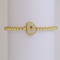 Bracelet unisexe en acier inoxydable plaqué or, style punk, avec chaîne à billes perlée, double face, motif coquillage, fleur et trèfle à quatre feuilles porte-bonheur