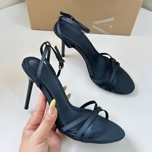 Zapatos ZA Talla Grande 42, Zapatos de Tacón Alto Franceses para Mujer, Punta Redonda, Correa Cruzada con Hebilla, Sandalias de Tacón con Diseño Moderno, Parte Superior de Satén - Product Image 2