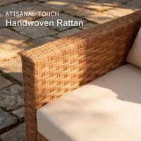 Ensemble de salon de jardin pivotant en rotin PE avec chaises pivotantes, table d'appoint et coussins pour jardin, cour et véranda
