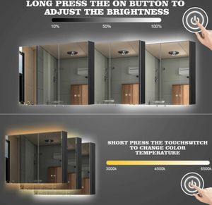 Rétroéclairage LED pour vanité <span class=keywords><strong>de</strong></span> salle <span class=keywords><strong>de</strong></span> bain avec éclairage Étagère en verre Désembuage Prise <span class=keywords><strong>de</strong></span> rasoir Fonction mémoire - Product Image 2